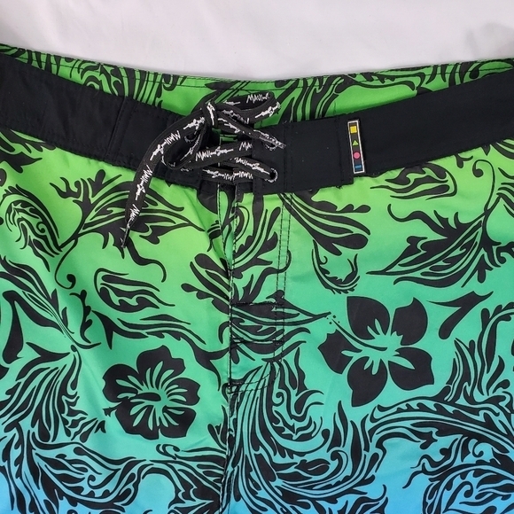 Maui & Sons Trunks Board Shorts Blue Green Size 38 - Picture 5 of 11